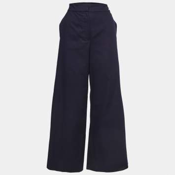 Pre Owned Chanel Navy Blue Cotton Culottes M