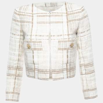 Pre Owned Chanel Beige/Ecru Tweed Jacket S