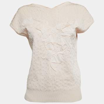 Pre Owned Chanel Pink Knit Sleeveless Top M