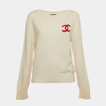 Pre Owned Chanel Cream La Pausa Cashmere Sweater M