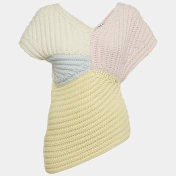 Pre Owned Chanel Multicolor Cashmere Knit Asymmetrical Pullover S