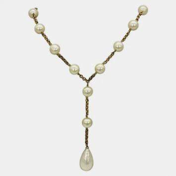 Chanel Pearl Y Lariat Necklace