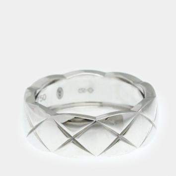 Chanel 18K White Gold Coco Crush Band Ring EU 51