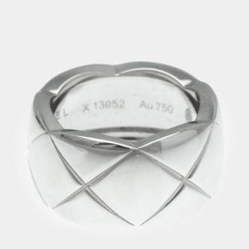 Chanel 18k White Gold Large Coco Crush Band Ring EU 51
