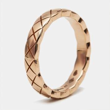 Chanel Coco Crush Quilted Motif 18k Rose Gold Mini Band Ring Size 47