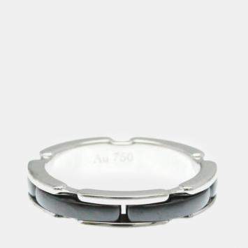 Chanel Ultra Collection Ceramic White Gold 18K Fashion No Stone Band Ring Black White
