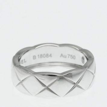 Chanel Coco Crush Ring Medium Size White Gold 18K Fashion No Stone Band Ring Silver
