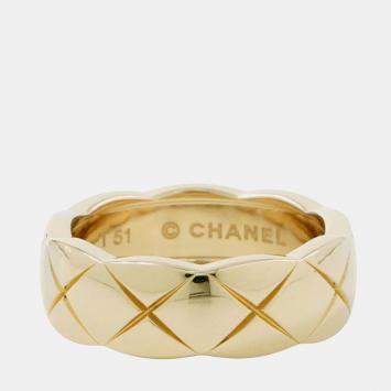 Pre Owned Chanel Coco Crash 18K Yellow Gold Ring Size Medium