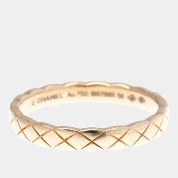Pre Owned Chanel Coco Crush  Fashion No Stone Mini Model 18K Pink Gold Band Ring