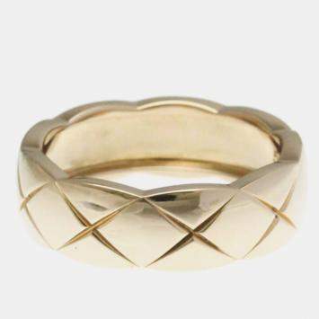 Pre Owned خاتم شانيل كوكو كروش وردي ذهب وردي عيار 18 موضة مقاس متوسط بدون أحجار