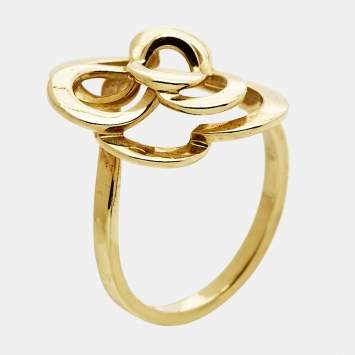 مملوكة مسبقًا Chanel Camelia 18k Yellow Gold Ring Size 52