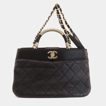 Pre Owned Chanel Navy Caviar Leather Large Filigree Shoulder Bag