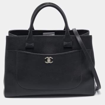 Pre Owned Chanel Black Leather Medium Neo Executive Shopping Tote
