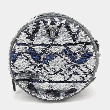 Pre Owned Chanel Multicolor Sequin Round Mini Cross Bag