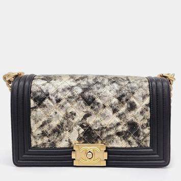 Pre Owned Chanel Black Leather Boy Medium Shoulder Bag