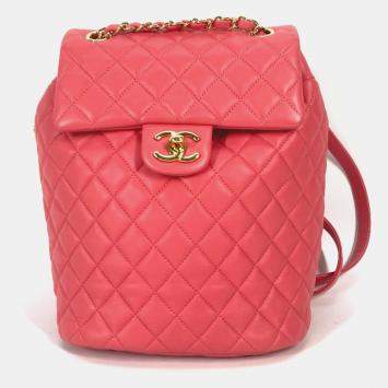 Pre Owned Chanel Pink Leather Small Urban Spirit Backpacks