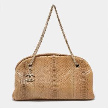 Pre Owned Chanel Gold Python Just Mademoiselle Bowler Bag