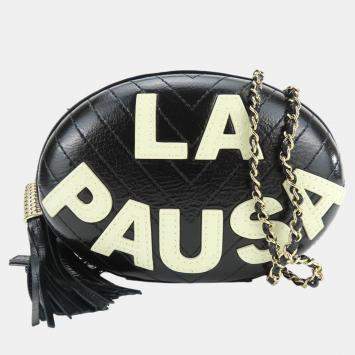 Pre Owned Chanel Black Leather La Pausa V Stitch 26 Chain Shoulder Bag
