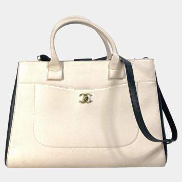 Pre Owned Chanel Beige CC Mark Bicolor Crossbody Bag