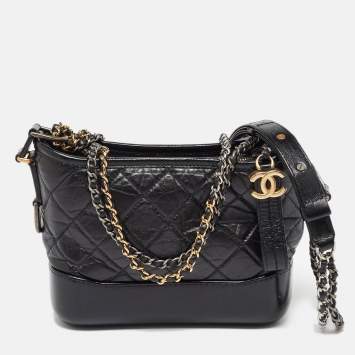 Pre Owned Chanel Black Leather CC Gabrielle Small Hobo
