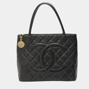 Pre Owned Chanel Matte Black Caviar Skin Reproduction Tote Bag
