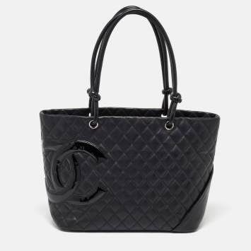 Pre Owned Chanel Black Quilted Leather Large Ligne Cambon Tote