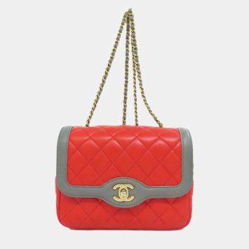 Pre Owned Chanel Lambskin Chain Shoulder Coco Mark Bag