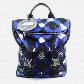 Pre Owned Chanel Nylon Black x Blue White Airline Backpack