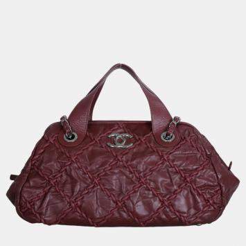 Pre Owned Chanel Burgundy Ultra Stitch Bowler Bag