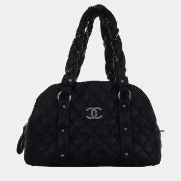Pre Owned Chanel Black Quilted Leather Lady Braid Bowler Bag