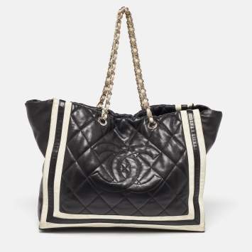 Pre Owned Chanel Black Leather Paris Venice Lido Tote