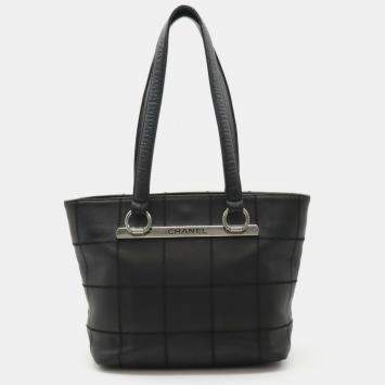 Pre Owned Chanel Black Leather Chocolate Bar Tote Bag