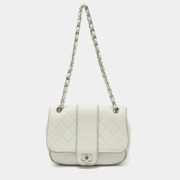 Chanel White Quilted Leather Elementary Chic Flap Bag