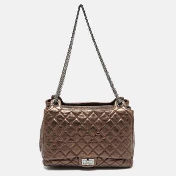 Chanel Metallic Bronze Quilted Leather Classic Flap Shopping Tote