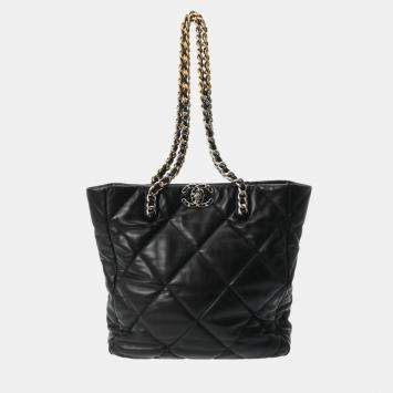 Chanel Black Lambskin Matelasse 19 Chain Tote Bag