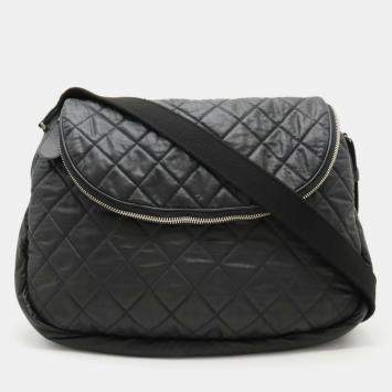 Pre Owned Chanel Quilted Nylon Leather Black Coco Cocoon Shoulder Bag