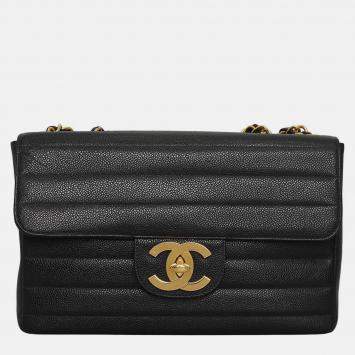Pre Owned Chanel Vintage Caviar Jumbo Flap Bag