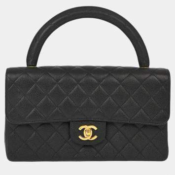 Chanel Black Calfskin Top Handle Handbag