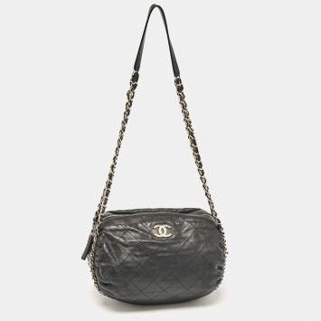 Pre Owned Chanel Black Quilted Leather Coco Shelter Bowling Bag