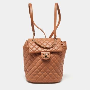 Pre Owned Chanel Sand Brown Quilted Leather Urban Spirit Backpack