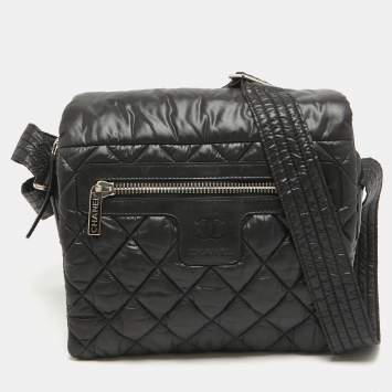 Pre Owned Chanel Black Quilted Nylon Small Coco Cocoon Messenger Bag