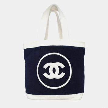Pre Owned Chanel Terry Cotton CC Beach Tote Bag