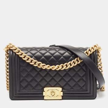 Chanel Black Quilted Leather Medium Boy Flap Bag