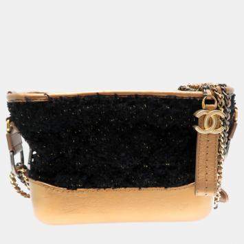 Pre Owned Chanel Tweed Black Seal Gabrielle Small Shoulder Bag