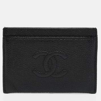 Pre Owned Chanel Black Caviar Leather CC Timeless Card Holder