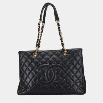 Pre Owned Chanel Black  Caviar Leather GST Tote Bag