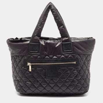 Pre Owned Chanel Black Quilted Nylon Coco Cocoon Tote