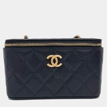 Pre Owned Chanel Black Leather Vanity Crossbody Bag