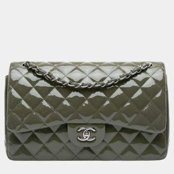 Pre Owned Chanel Blue Chevron Jersey Small Trendy CC Flap Bag