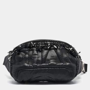 Pre Owned Chanel Black Nylon & Tweed Coco Neige Waist Bag